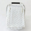 White breathable baby stroller sunshade cover with a grid pattern and adjustable straps.