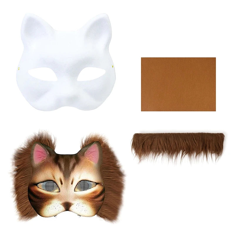 DIY Therian Animal Mask Craft Kit - Set of 3 Half Face Cat & Fox Masks