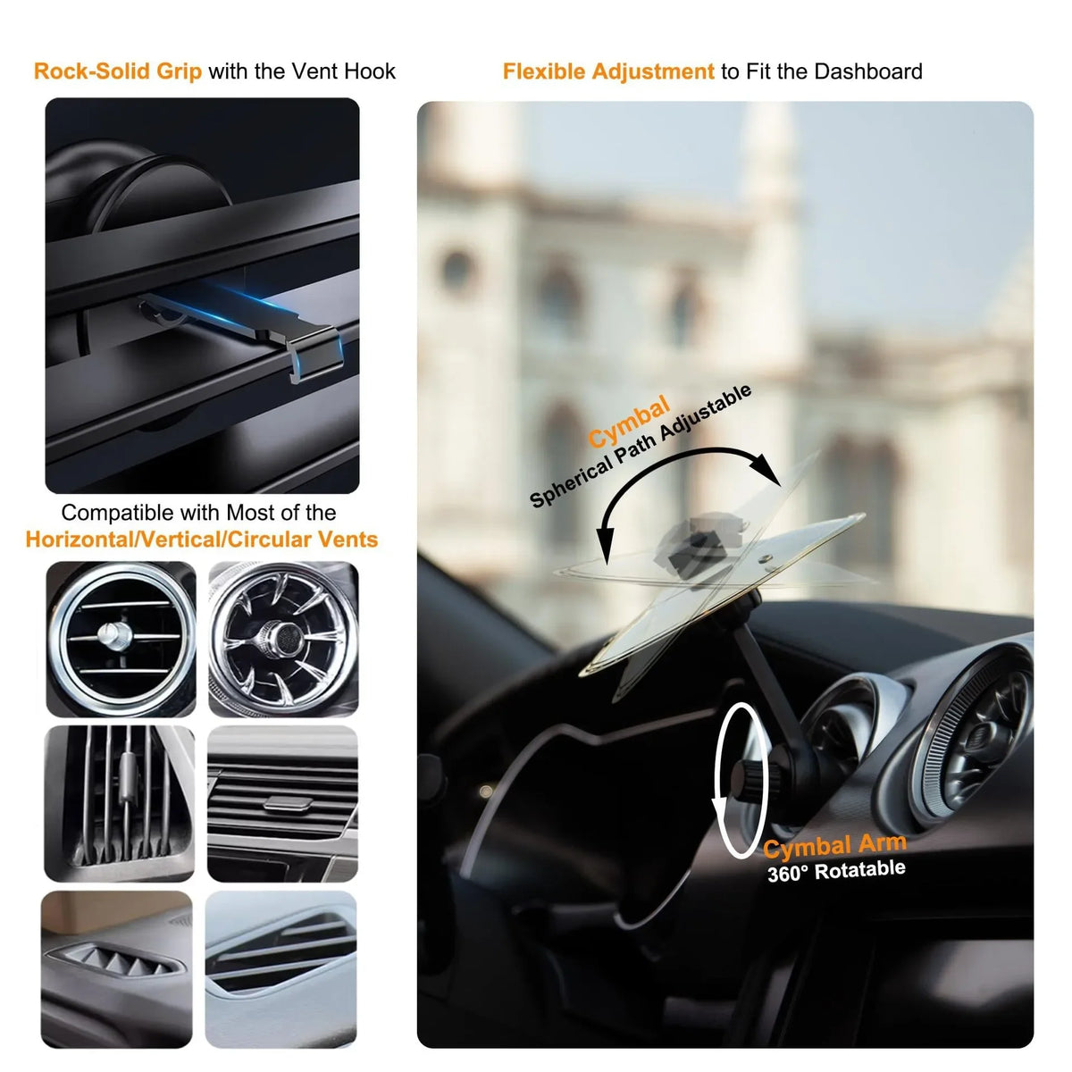 Mini Crash Cymbal with Drumsticks for Car Air Vents