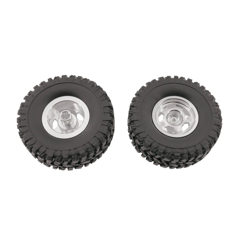 RC Car Metal Wheel Rims with Soft Rubber Tires (Set of 4)