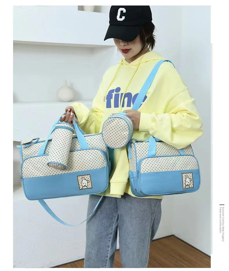 Multifunctional Crossbody Diaper Bag with Five-Piece Set