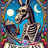 A diamond painting kit featuring a stylized rabbit skull woman design with ornate floral borders and a moon background.