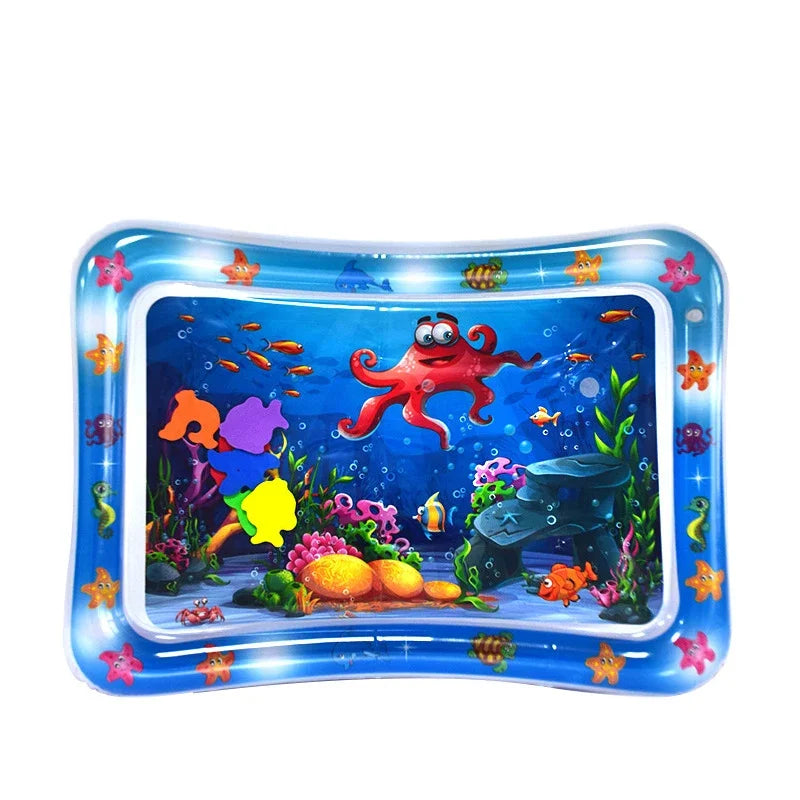 Inflatable Tummy Time Water Play Mat with Floating Fish
