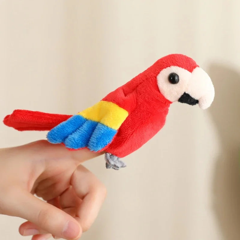 Adorable Mini Plush Finger Puppet Set – Parrot, Peacock, Shark & Octopus