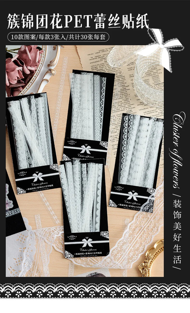 Lace Design Decorative Stickers for Journaling & Scrapbooking