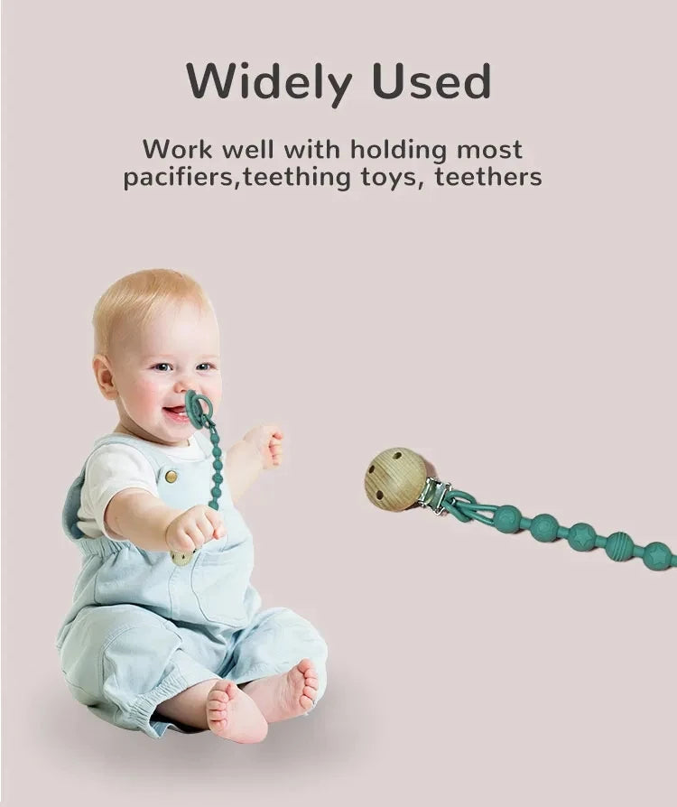 Silicone Baby Pacifier Clip with Teether