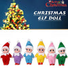 A set of adorable plush Christmas elf dolls in various colors and outfits.