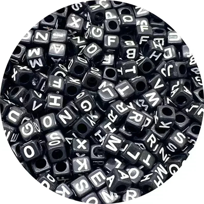 Acrylic Alphabet Beads for Jewelry Making - Mixed Letter Cubes