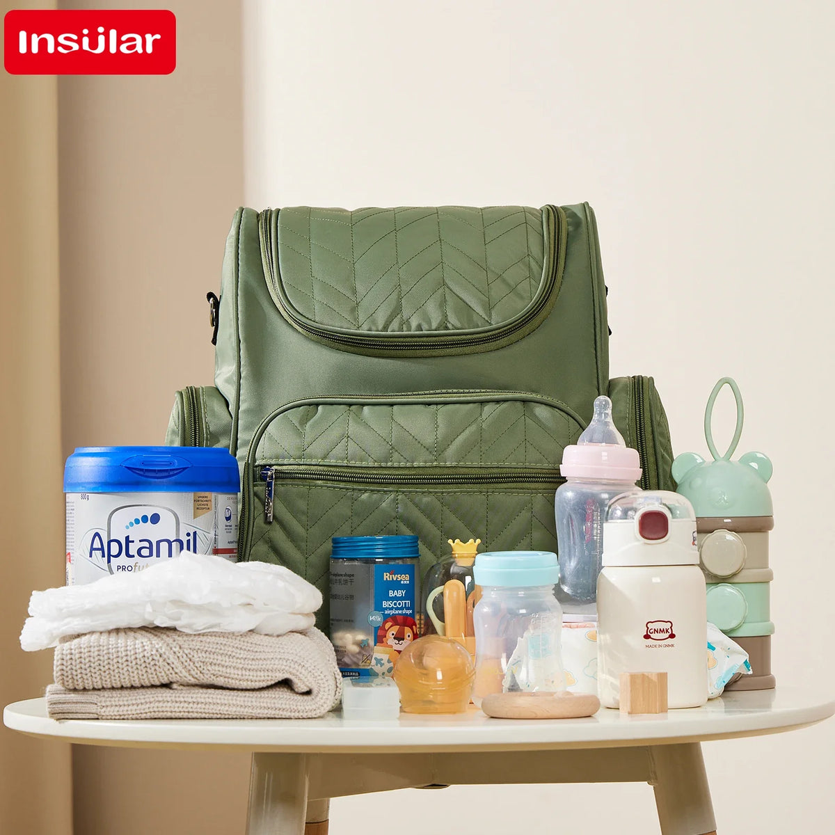 Large-Capacity Waterproof Diaper Backpack for Parents on the Go