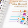 A set of acrylic art markers with various colored tips displayed on a white background.