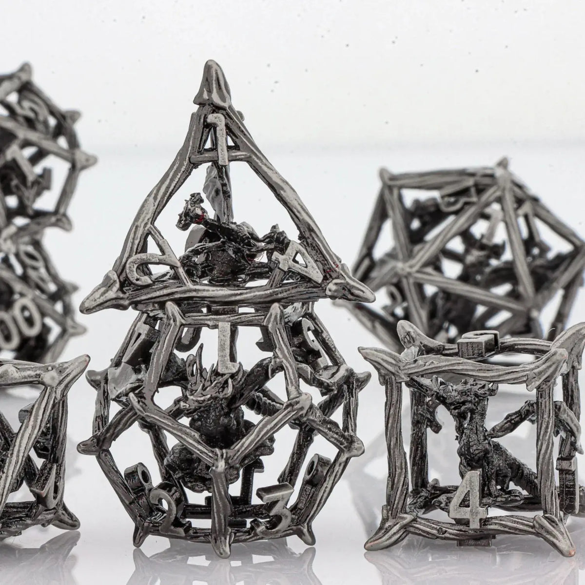 Hollow Metal Polyhedral Dragon Dice Set