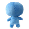 A soft blue collectible plush toy resembling a small, round creature.