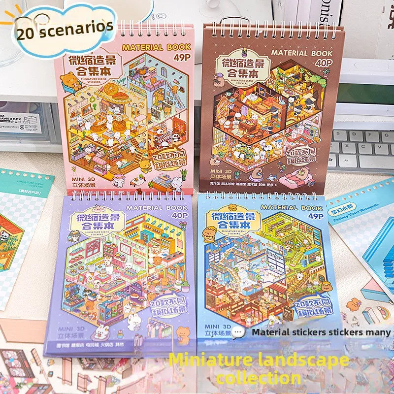 3D Landscape Sticker Collection Book for Scrapbooking & Journaling
