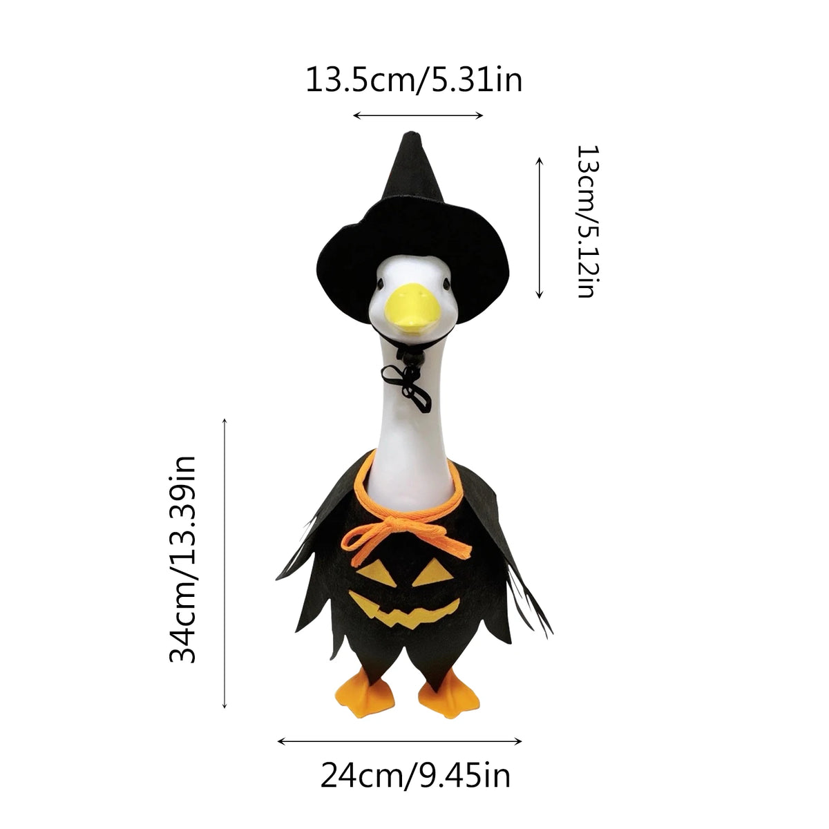 Halloween Porch Goose Costume Set with Witch Hat and Cape