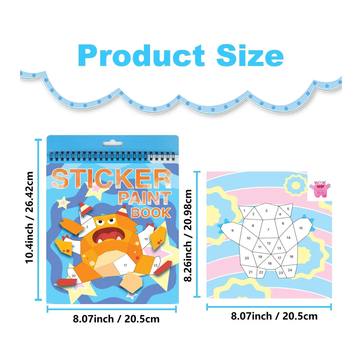 Animal Sticker by Number Book for Kids – 7 Pictures