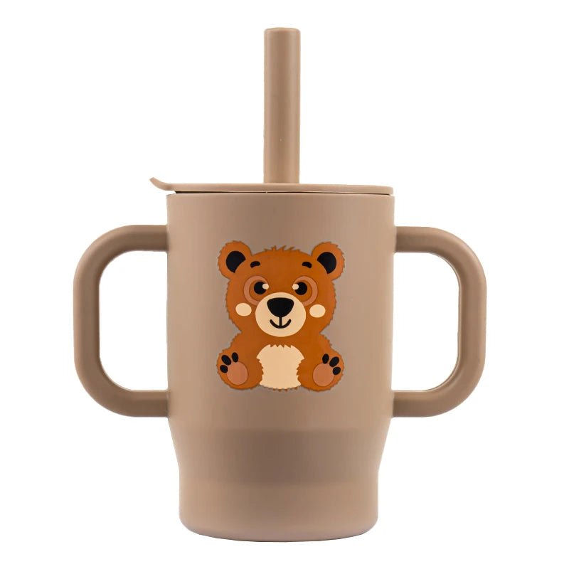 Silicone Baby Sippy Cup with Straw and Handles
