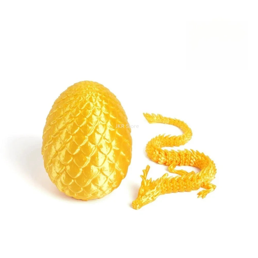 Articulated Dragon Figurine with Egg Display