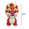 A red and white building block figure of a fierce bear or mythical creature with spiky features.