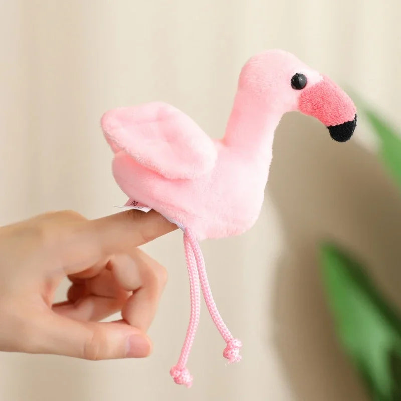 Adorable Mini Plush Finger Puppet Set – Parrot, Peacock, Shark & Octopus