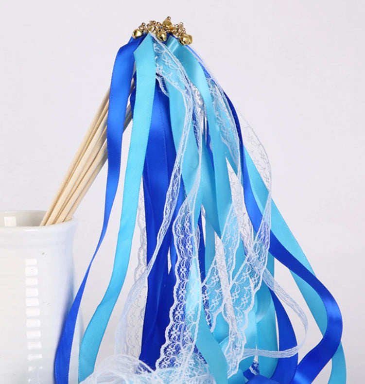 Elegant Ribbon Wands with Bells for Weddings & Celebrations