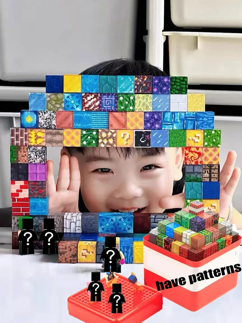Magnetic Building Blocks Storage Bucket with Display Lid