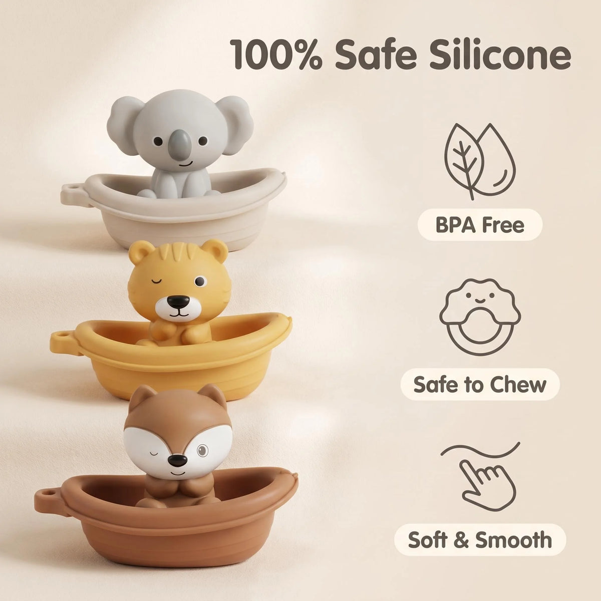 Silicone Baby Bath Toy Set for Sensory Water Play