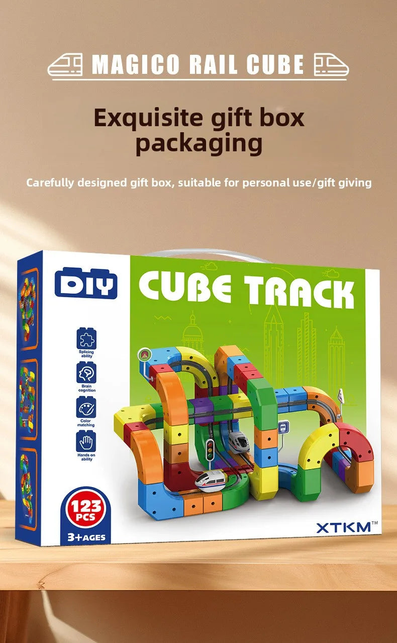 Magnetic Building Block Train Set with Electric Track