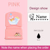 Pink custom kids name stamp featuring a bathtub design for personalized labeling.