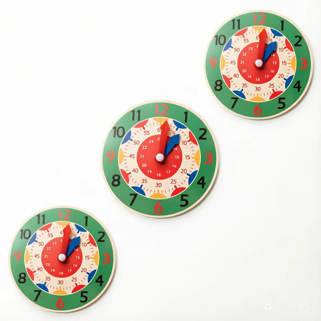 Wooden Montessori Clock Toy for Kids Learning Time