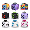 A collection of colorful fidget cubes featuring various patterns and button types.