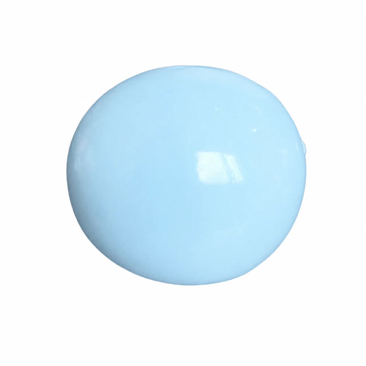 A smooth, light blue, spherical squishy stress relief toy.