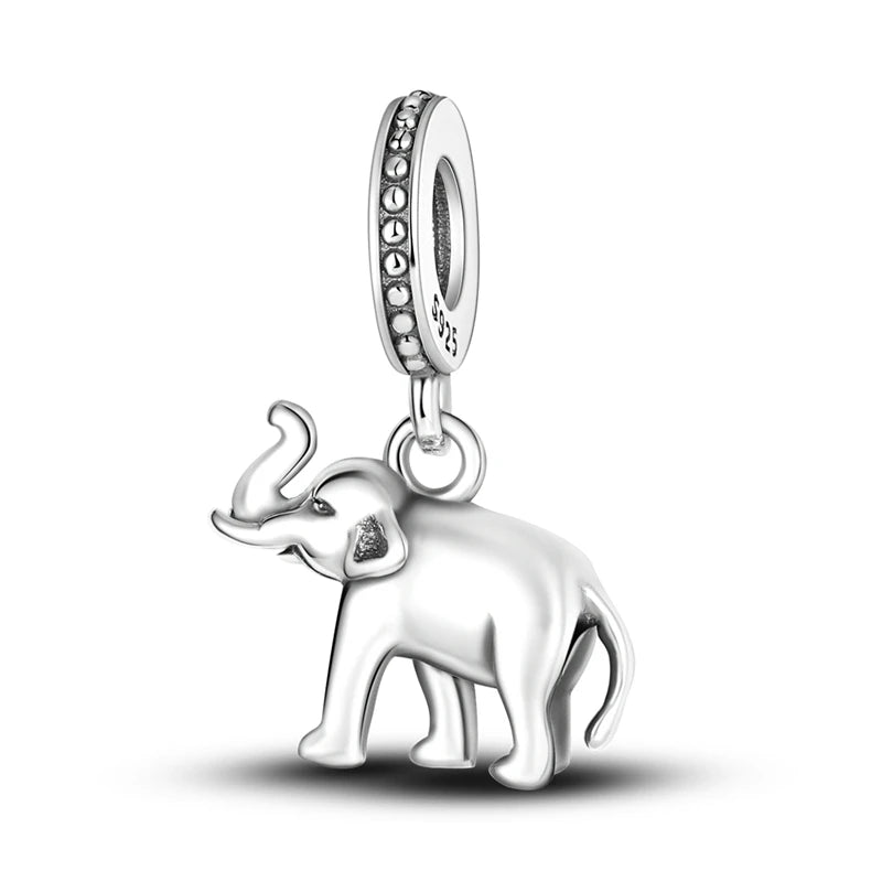 A sterling silver charm bead featuring an elephant design.