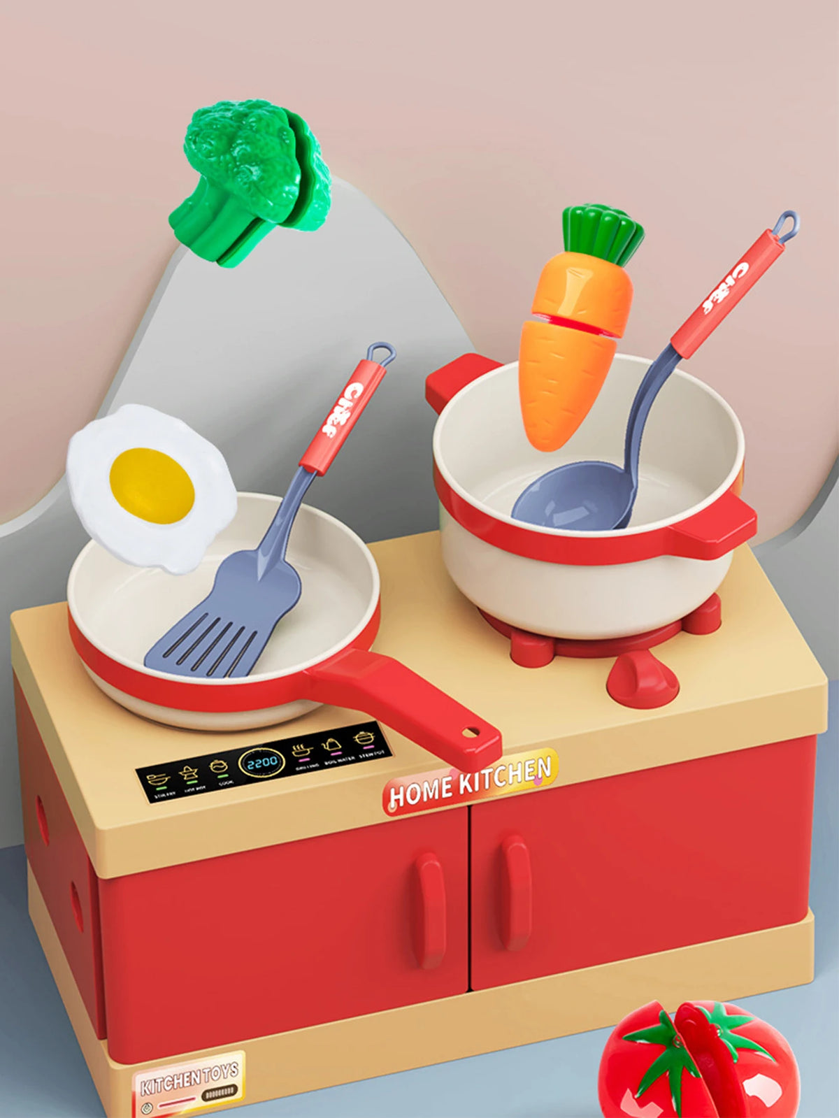Kids Pretend Play Kitchen Set with Pots and Accessories