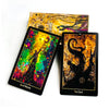 A set of illuminated tarot cards featuring the Six of Wands and The Devil cards.