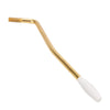 A brass replacement tremolo arm for an electric guitar, featuring a threaded end and a white plastic tip.