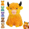 A set of five glitter highland cow squishy stress relief toys in various colors and textures.
