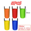 Five colorful cylindrical balance stepping stones for children's sensory and motor skills development