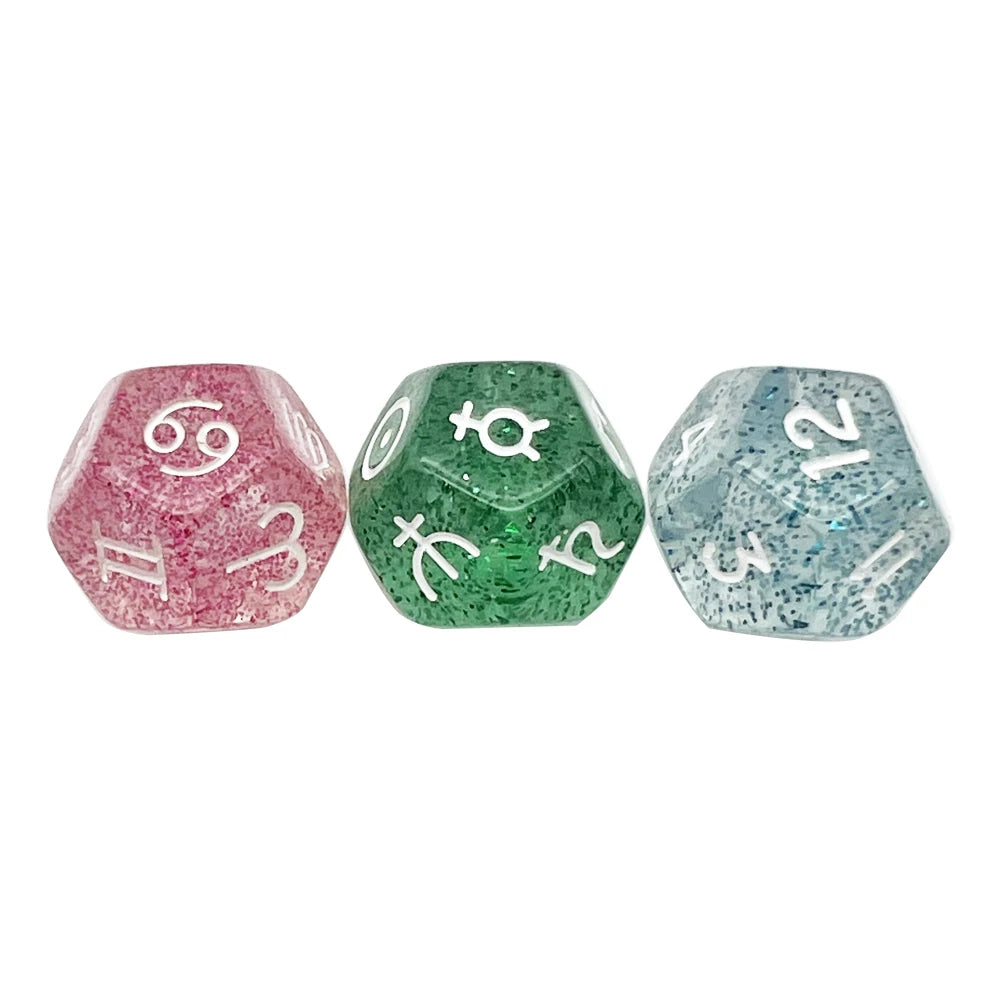 Astrology Divination Dice Set – 3 D12 Constellation Dice for Guidance and Insight