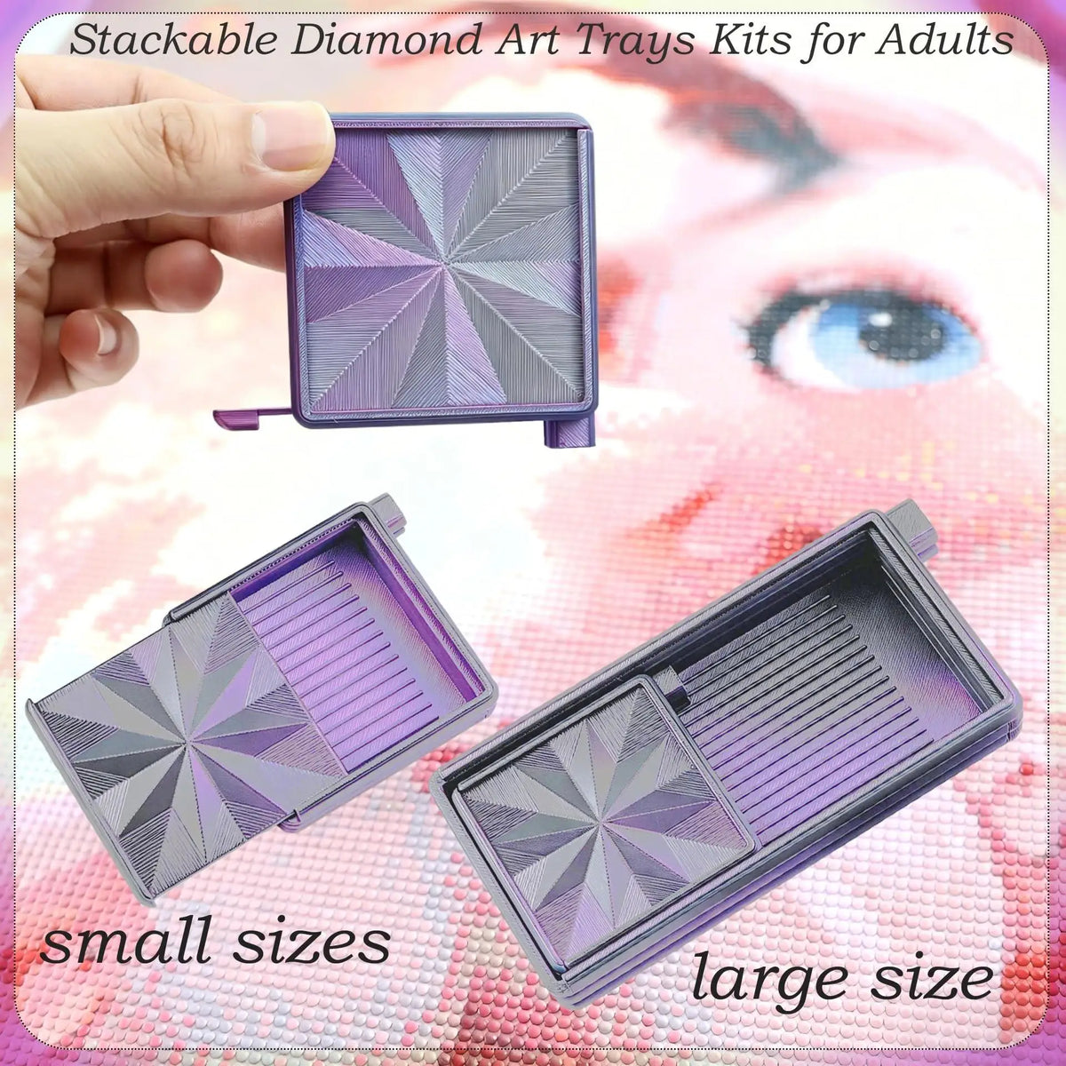 Stackable Diamond Painting Organizer Tray with Tweezers & Brush