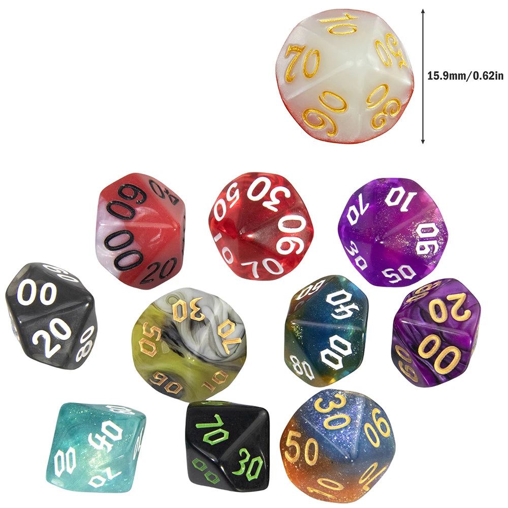 Polyhedral Resin Dice Set (10-Piece) for D&D and RPG