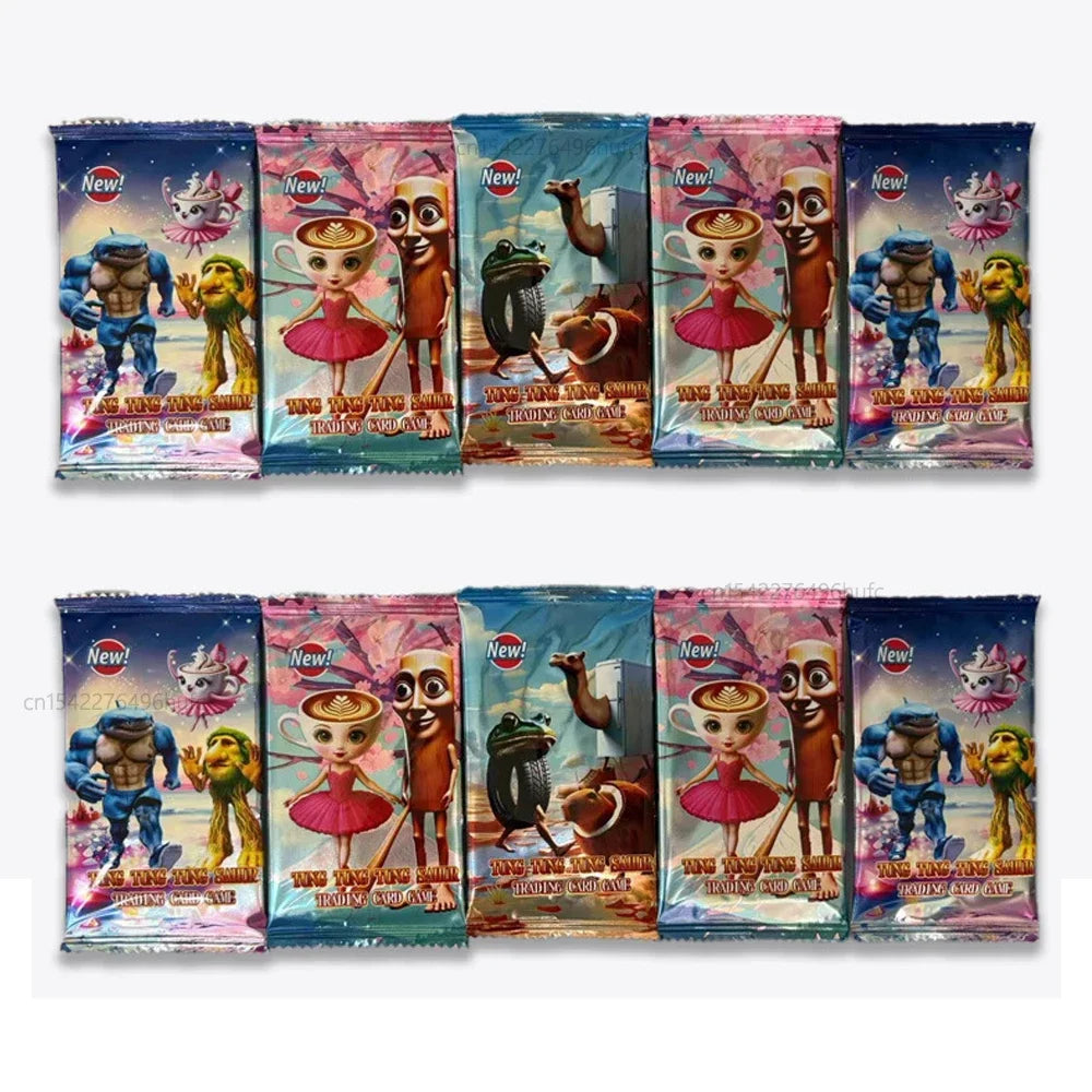 A set of funny collectible trading cards featuring meme characters and animals for gifting