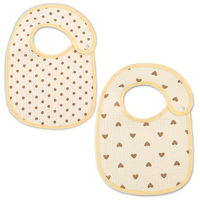 Baby Cotton Gauze Bibs with Waterproof Backing (2-Pack)