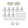 Set of magnetic cabinet and drawer safety locks including 8 locks, 2 keys, and various lock components.