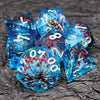 Handmade Resin D&D Dice Set – 7 Polyhedral Dice with Floral Design