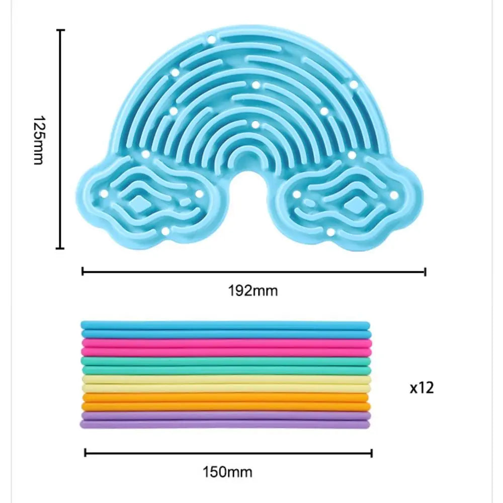 Light blue silicone sensory activity board with 12 strings for tactile stimulation