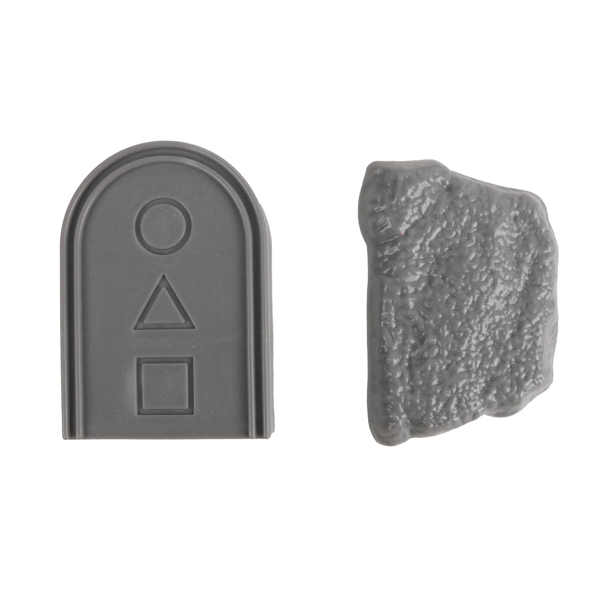A gray Gonggi stone game set featuring five traditional Korean pebbles, including a large oval and a square.