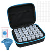 Black storage case for diamond painting jars and a grid of white plastic pieces