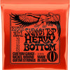Orange foil package of Ernie Ball Skinny Top Heavy Bottom custom gauge guitar strings.