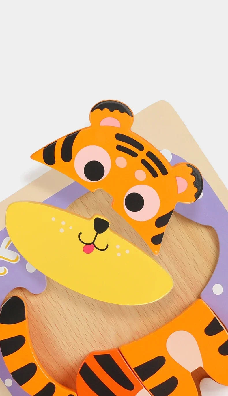 3D Wooden Tangram Puzzle Set for Kids – Cartoon Animals & Traffic Themes
