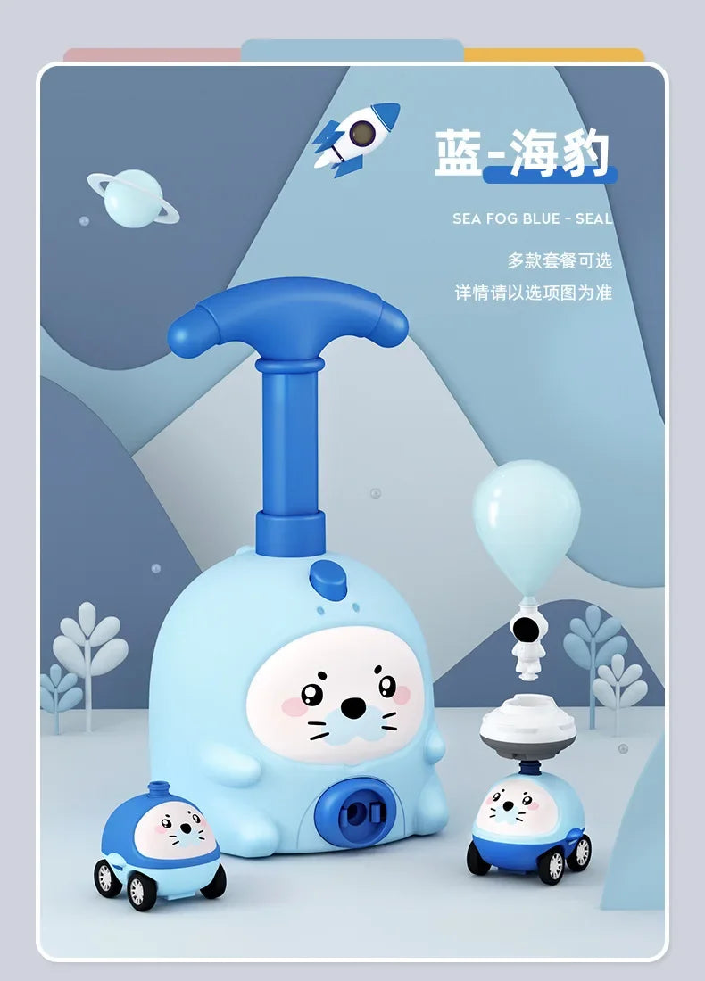 Balloon-Powered Car Science Toy with Launcher Tower